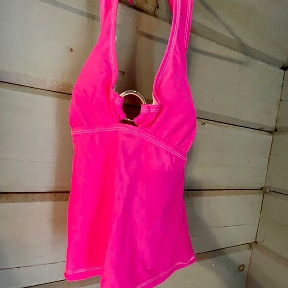 NWT Isaac Mizrahi Barbie Pink Sz S Halter Tankini - Picture 1 of 7